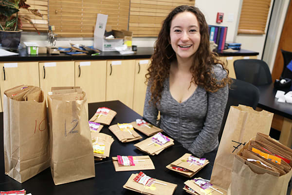 a grauer student organizing a candy gram sale