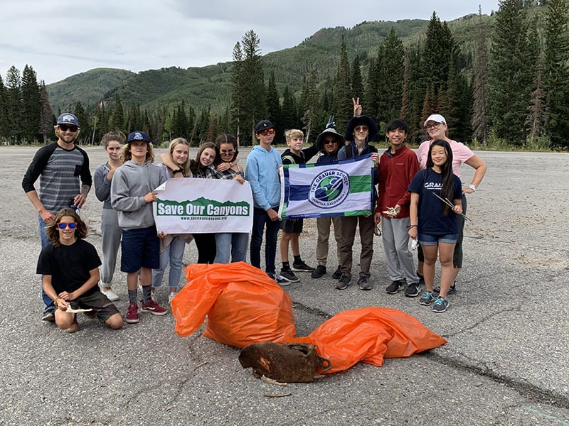 grauer school students doing service at Yellowstone National Park