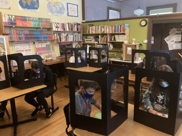 students in learning pods at CELC middle school in branford Connecticut